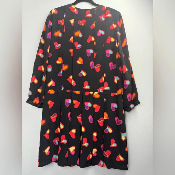 MOSCHINO Boutique Heart print multicolor ruffle cuffs pleated midi dress size 12 - Picture 7 of 9